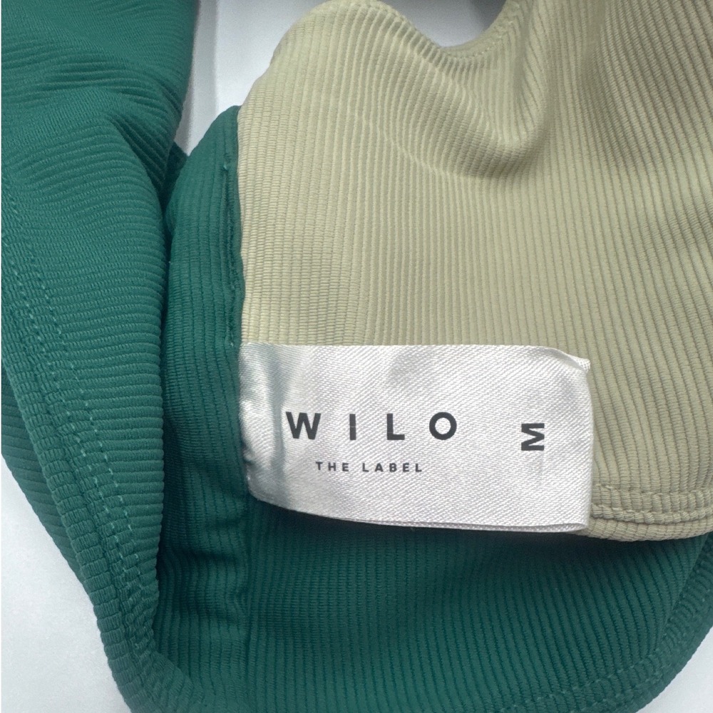 Wilo The Label Ribbed Ballet X Bra Top Emerald Green Crossover Asymmetric Size M - Picture 7 of 7